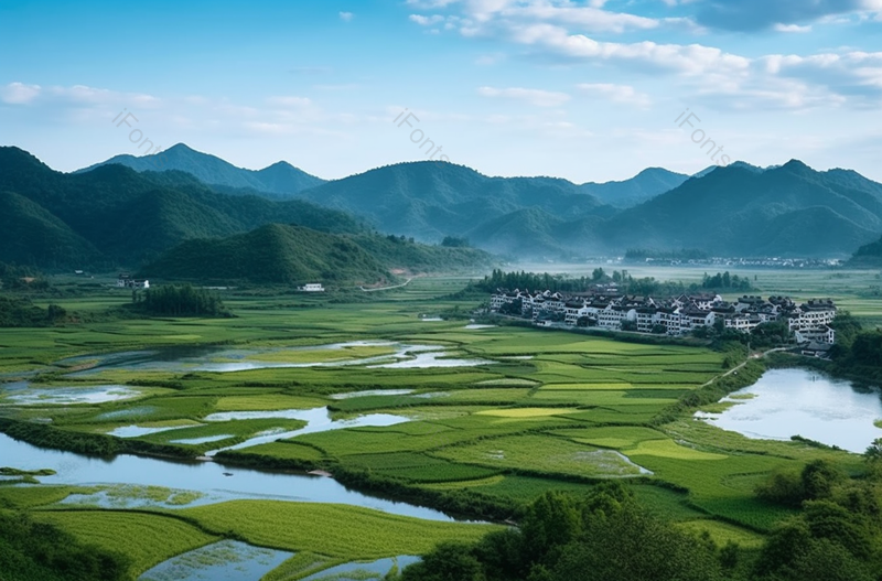 大自然下的田园风光小房屋背景,高清,摄影图,摄影图片,图片大全,摄影图免费下载